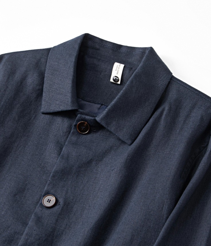 Italian Style Single Breasted Mens Button 100% Linen Coat Spring Outwear Jackets