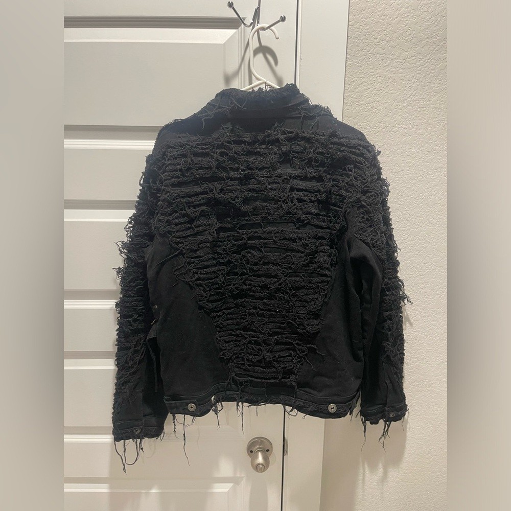 Valabasas Claude Nero distressed denim jacket Sz S