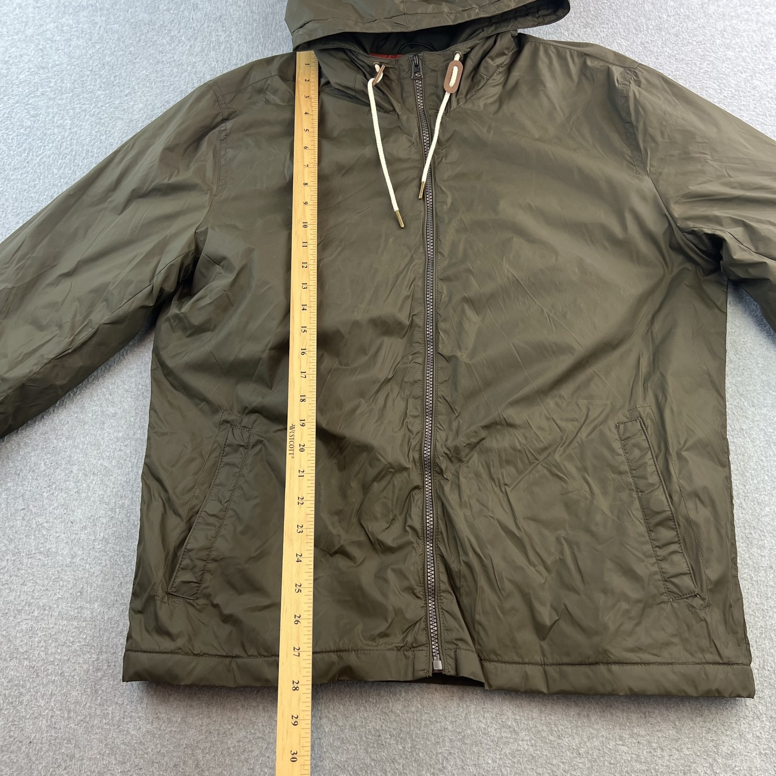 Lucky Brand Jacket Mens Large Green Hooded Full Zip Windbreaker Lightweight Coat