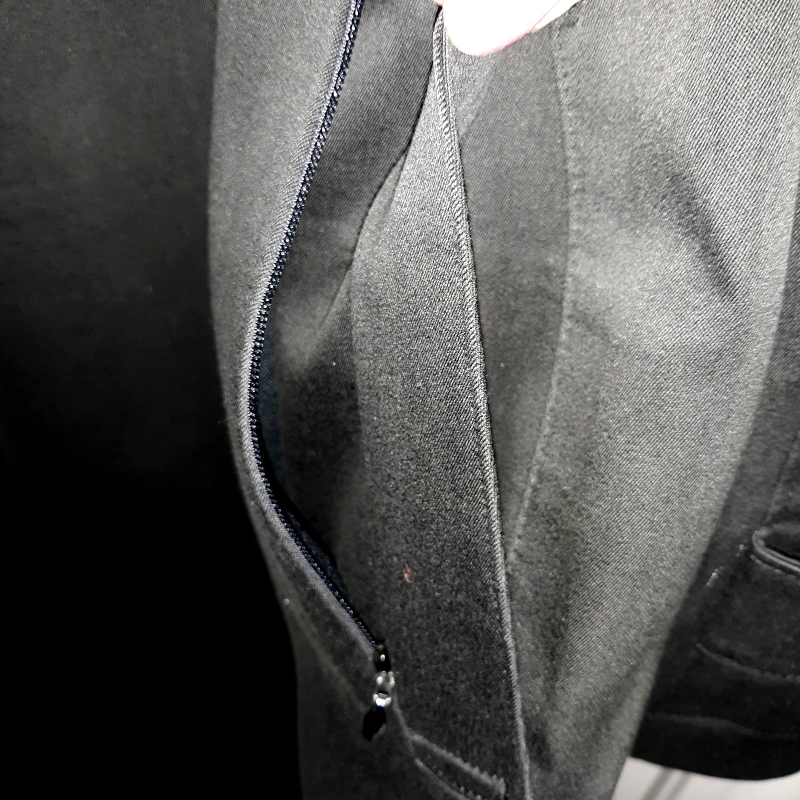 VTG Sanyo Overcoat Trench Luxury Silk Lined Men Sz 46R Blk Hidden Placket Belt