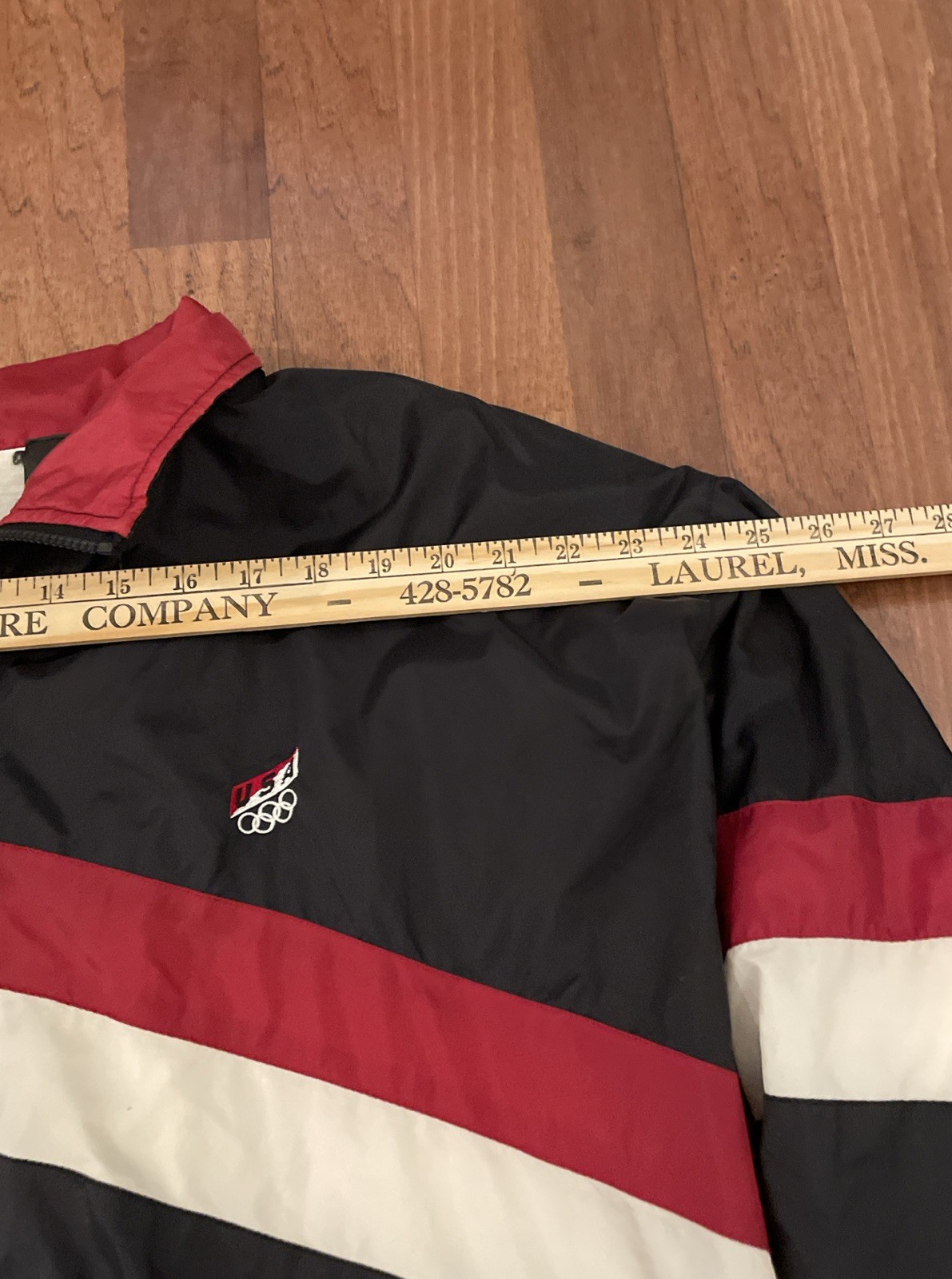 Vintage USA Olympic Jacket Mens Large Black Red White Windbreaker JC Penney 90s