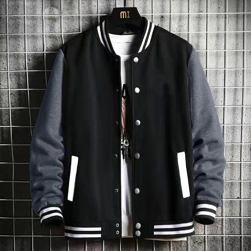 Black Gray White Solid Color Jacket Loose Oversize S-5XL Clothes Men Women Baseb