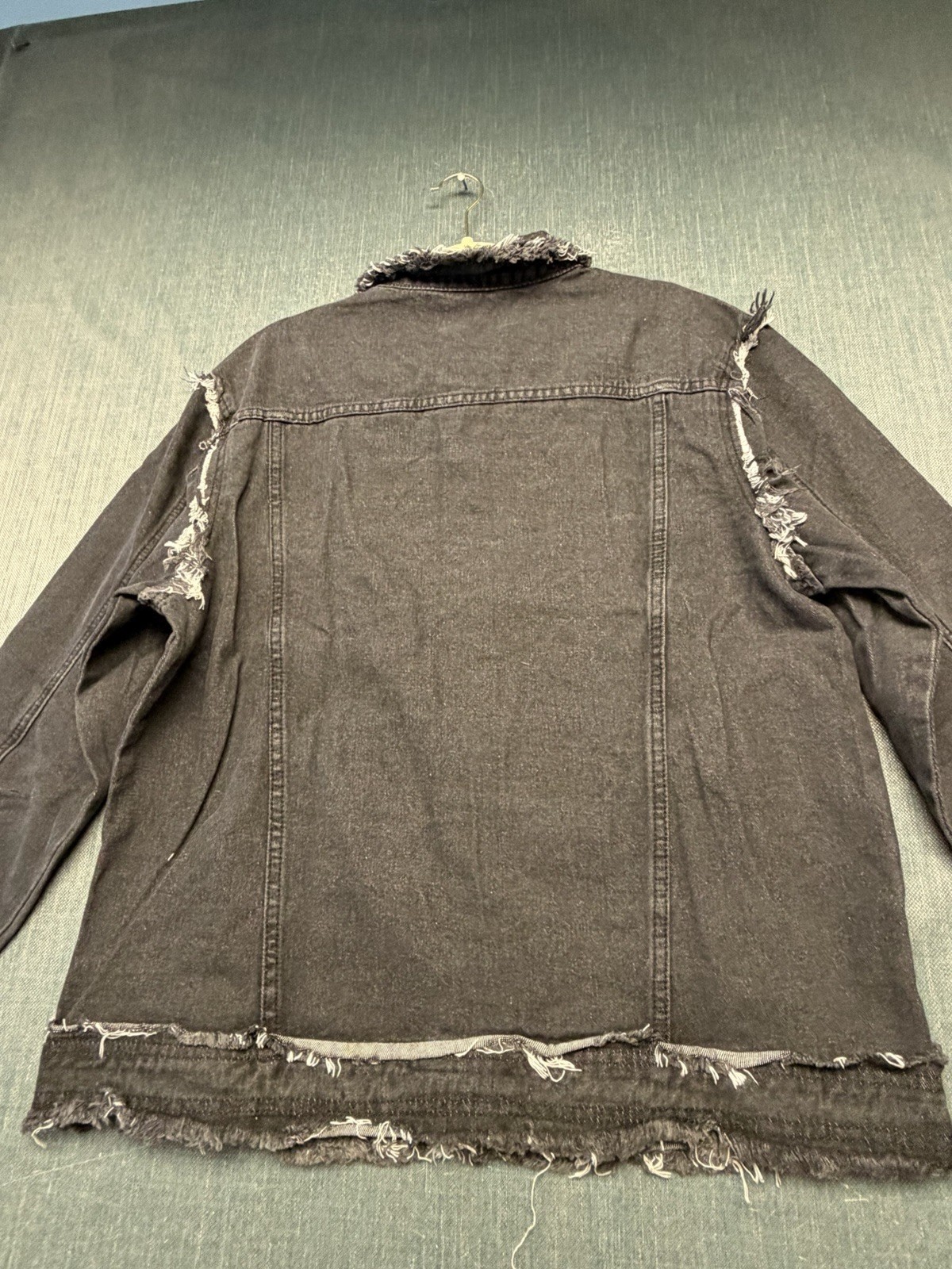 Mens HME Denim Gray Jean Jacket Faded Distressed XL