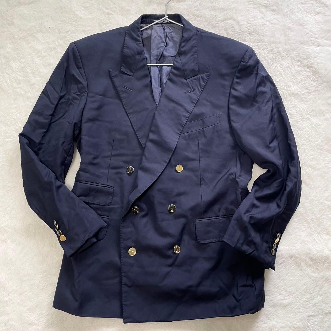 Dunhill Navy Blue Vintage Tailored Jacket Italy Gold Button L Used