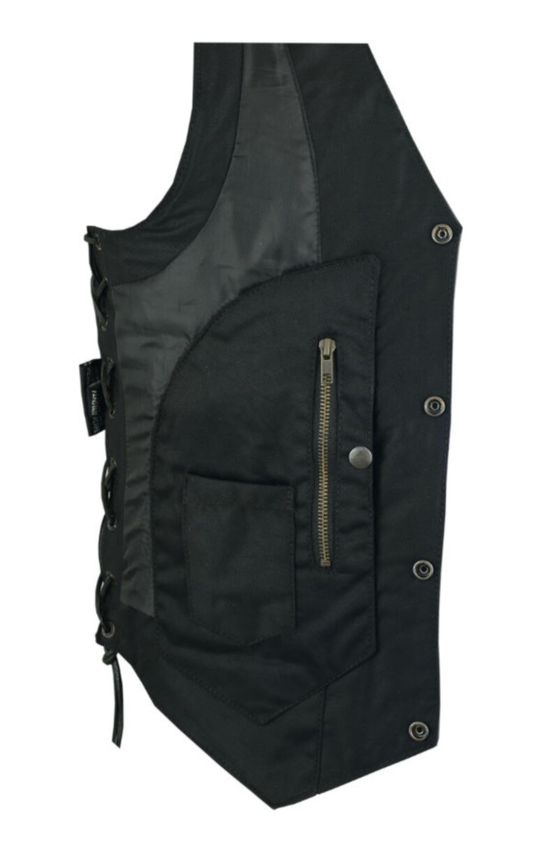 MEN’S MOTORCYCLE 10 POCKET UTILITY BLACK LEATHER VEST CLOSE-OUT SALE- UMA47