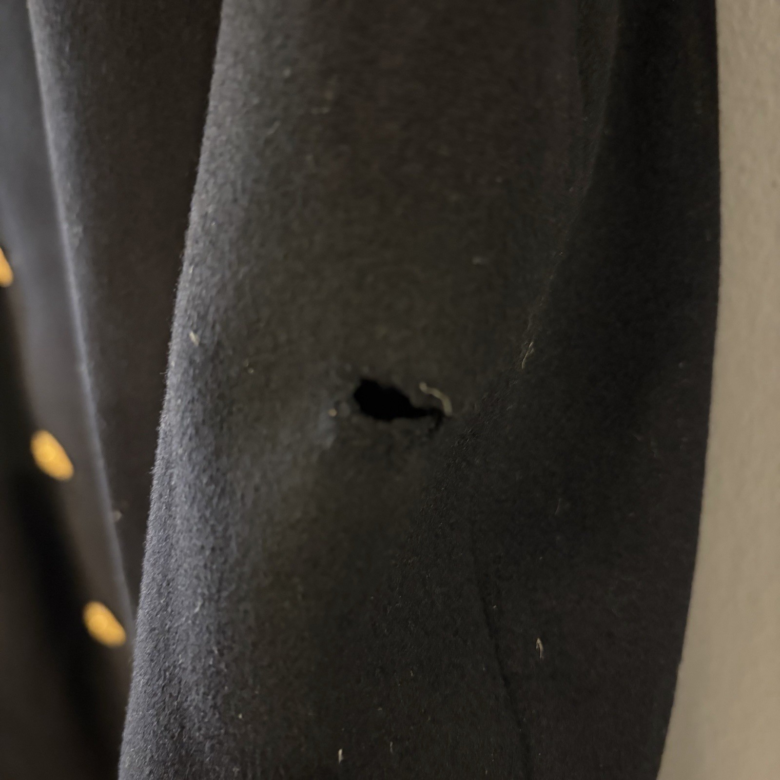 Vintage US Navy Dress Blue Wool Overcoat Gold Buttons Military Coat