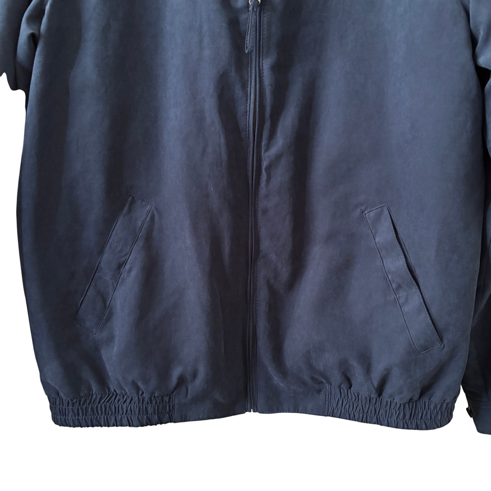 Joseph & Feiss Mens Size Large Navy Blue Bomber Jacket Classic Luxury Lined