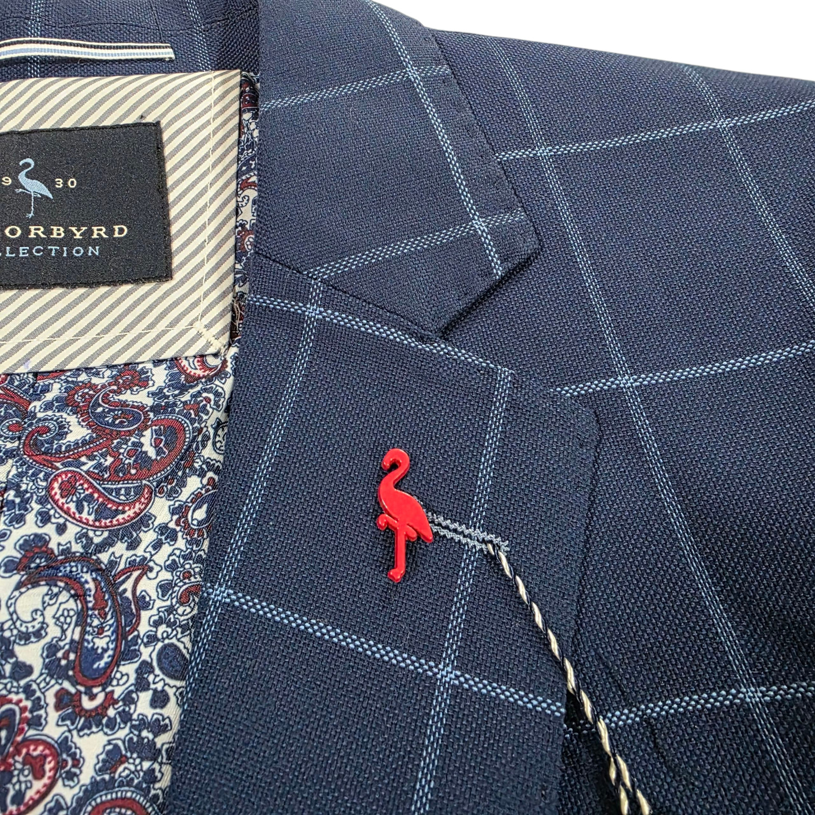 NWT TailorByrd Blazer Jacket Mens Navy Windowpane Size 38R Notch Lapel Collar