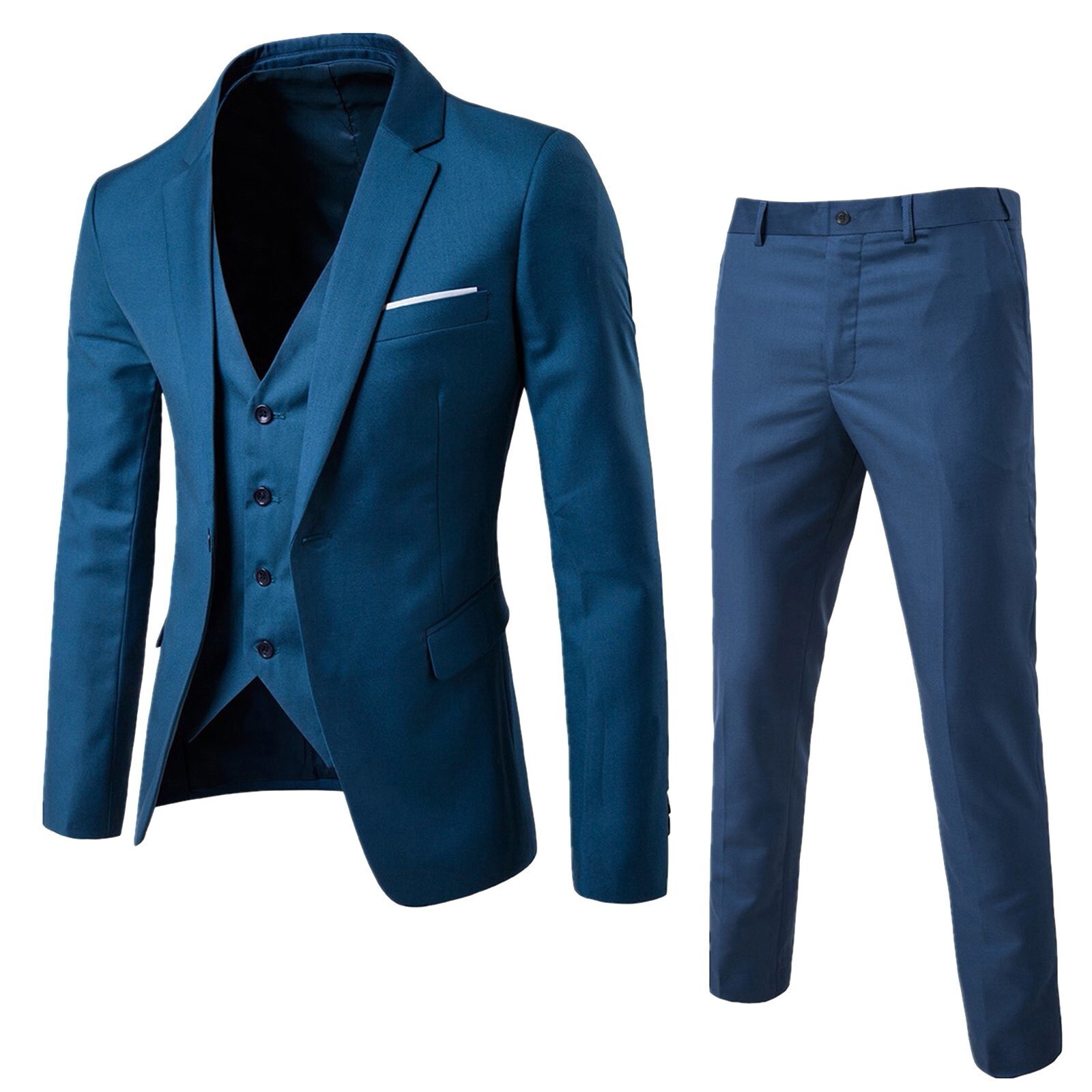 Jacket +Vest +Pants Men Suit Slim 3-Piece Set Blazer Business Wedding Party Suit