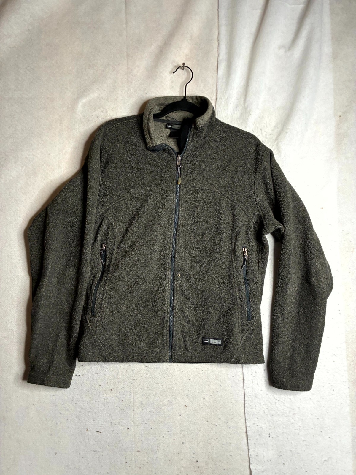 REI Co-op Fleece Jacket Mens 44 Gray Polartec Activewear Long Sleeve Full Zipper