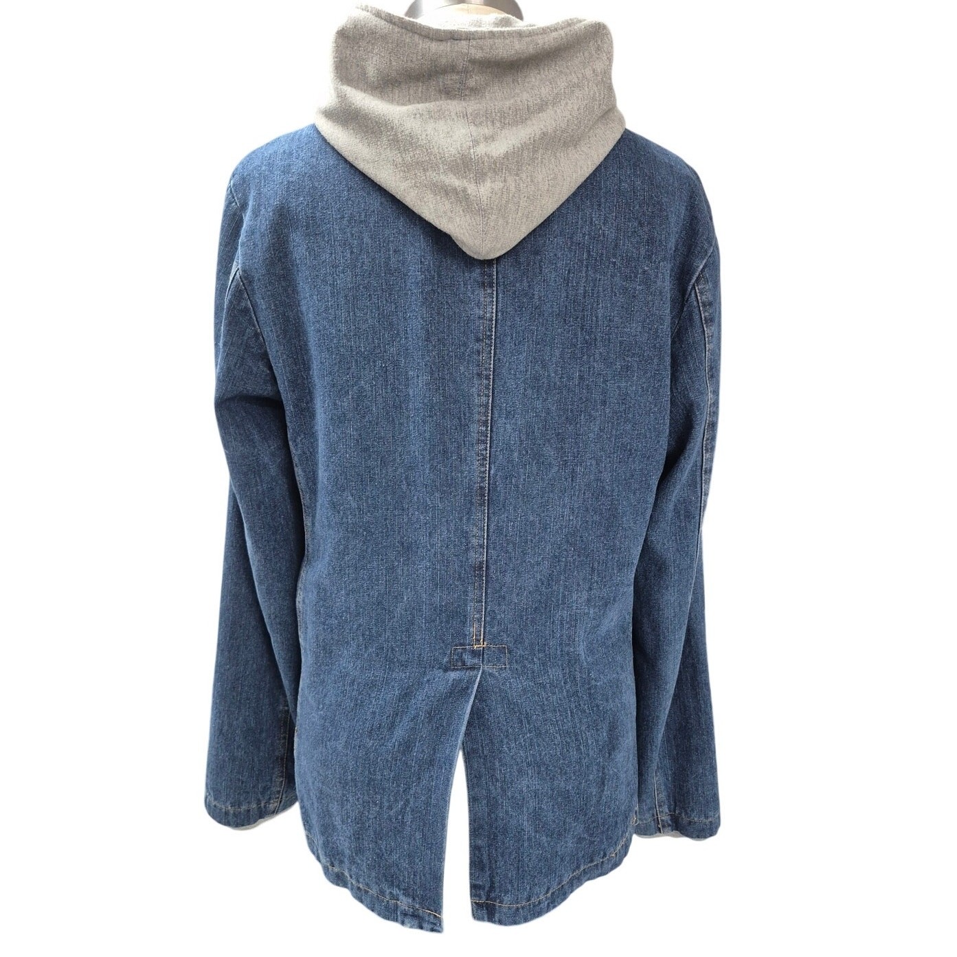 VTG Castro Vintage 100% Cotton Gray Hoodie/Blue Denim Jacket 1 Piece Sz L Unisex