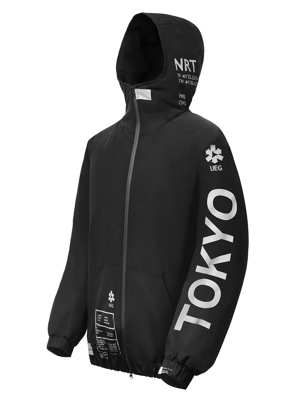Niepce Men’s Techwear Streetwear Hooded Jacket Black Windbreaker Zip Up Coat