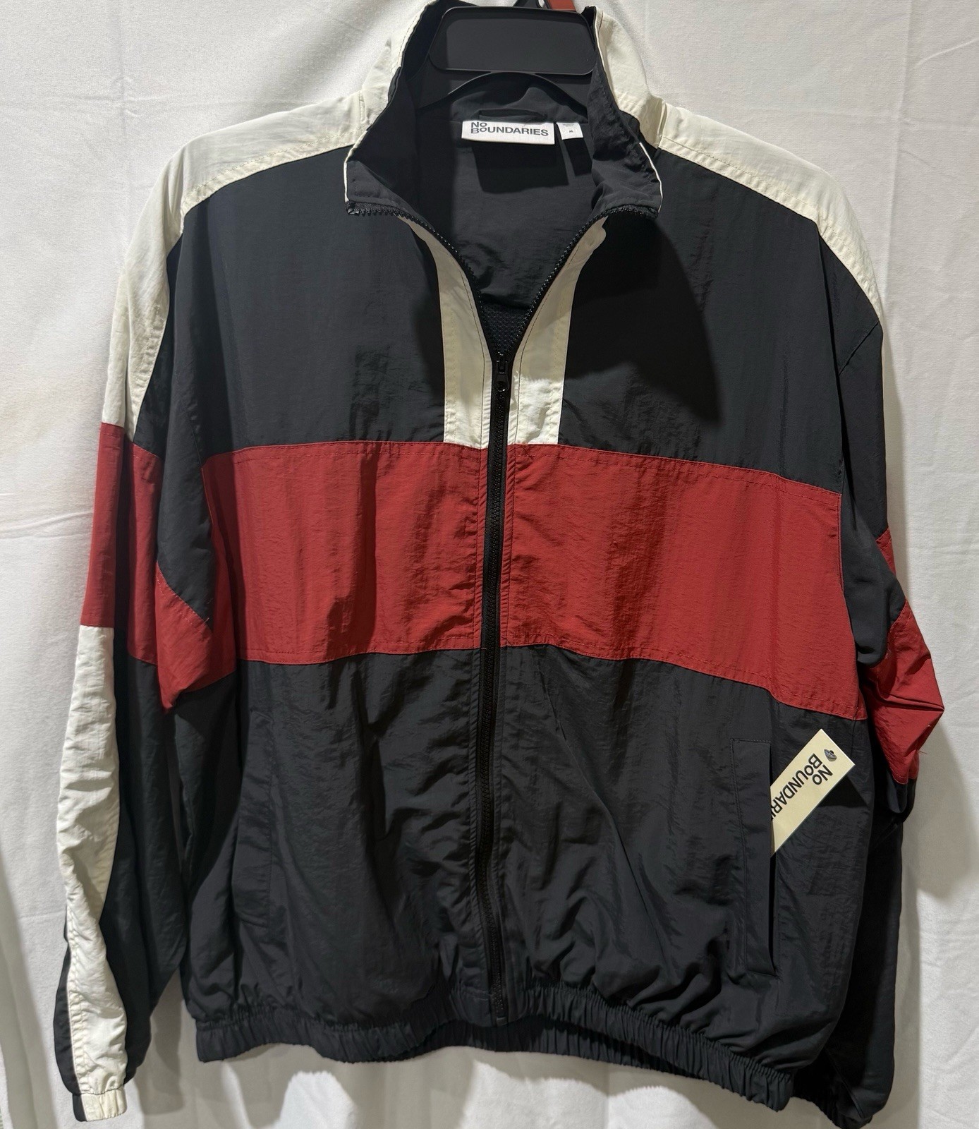 No Boundaries Men’s Long Sleeve Windbreaker Nylon Jacket M-2XL Zinc, Grey Shadow