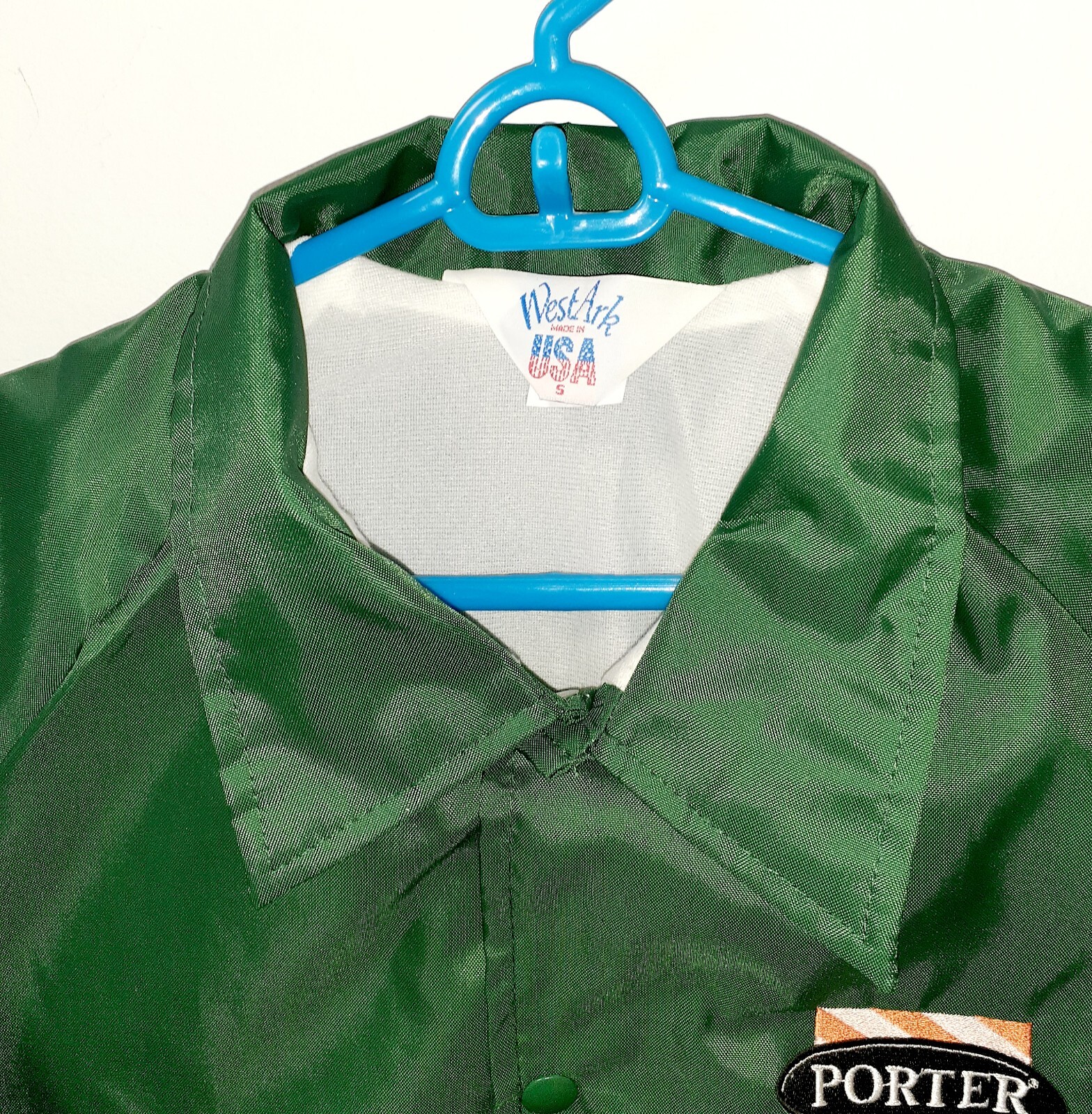 Vintage Porter Paint Button Up w/Drawstring West Ark Windbreaker Jacket Size Sm