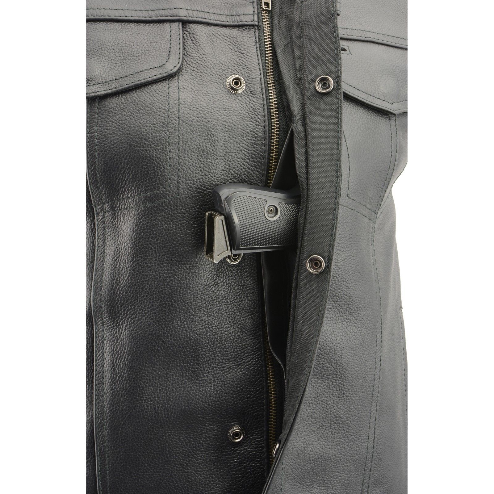 Milwaukee Leather LKM3713 Men’s Black Leather Club Style Motorcycle Rider Vest