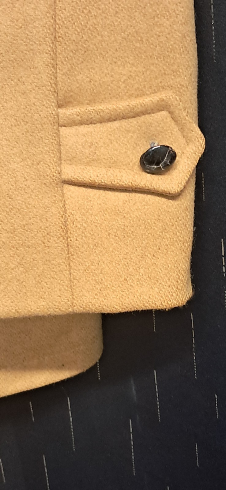 Lakeland Wool Coat Men’s 50 Vintage Faux Fur Lined Tan Overcoat Quiet Luxury USA