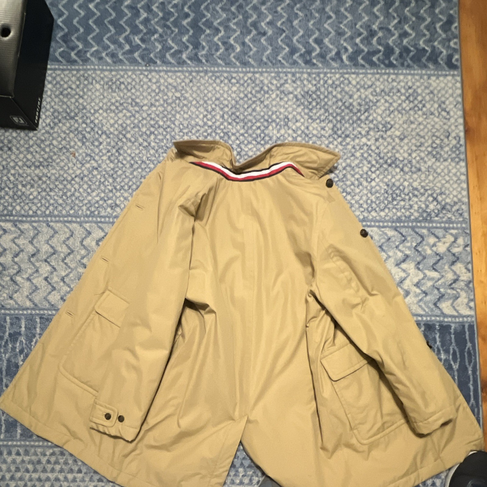 Tommy Hilfiger Men’s Beige Mid-Length Overcoat Button Front Lined S/P