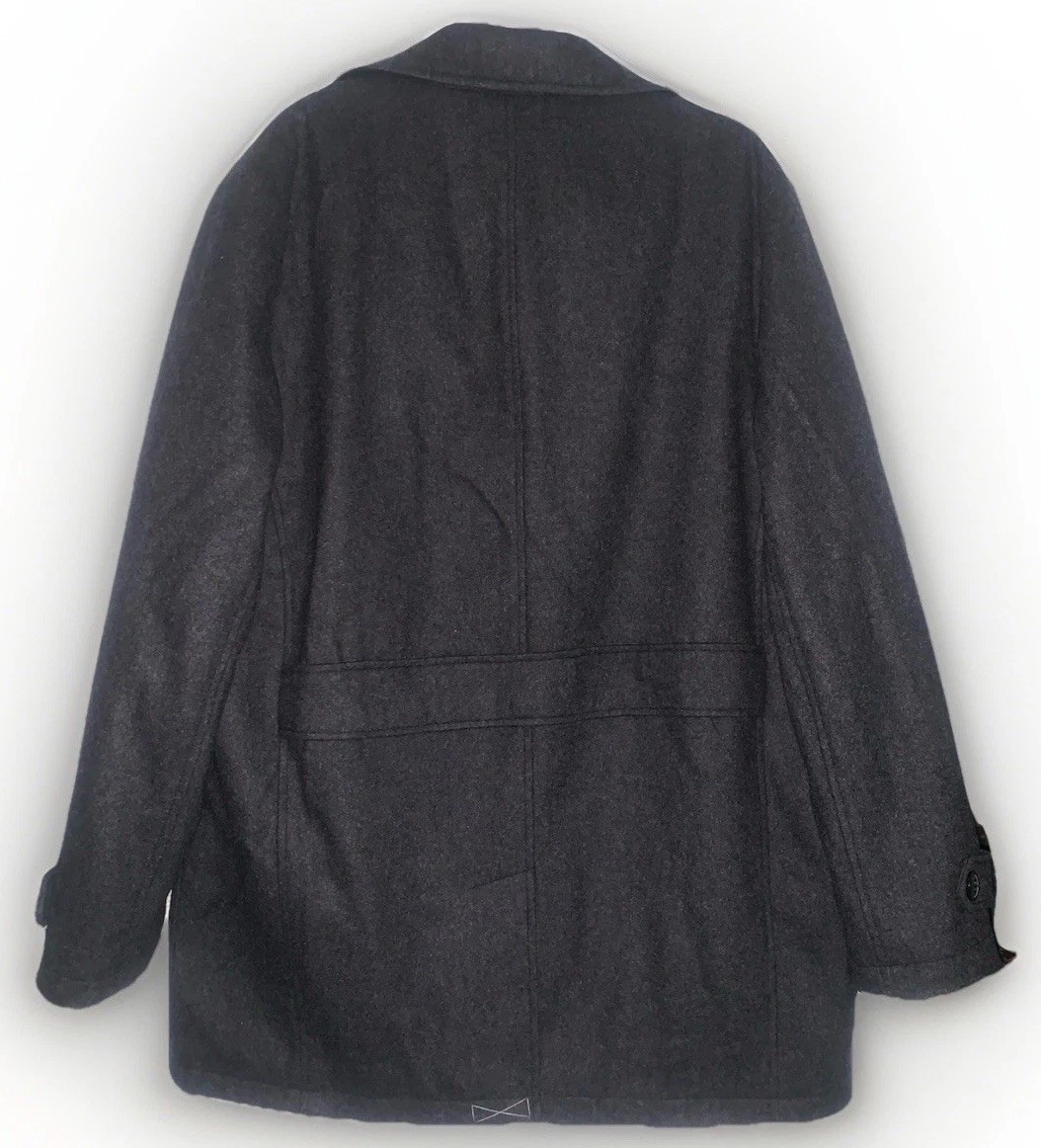 London Fog Mens XL Classic Fit Wool Blend Single Breasted Coat Puff Lined Grey