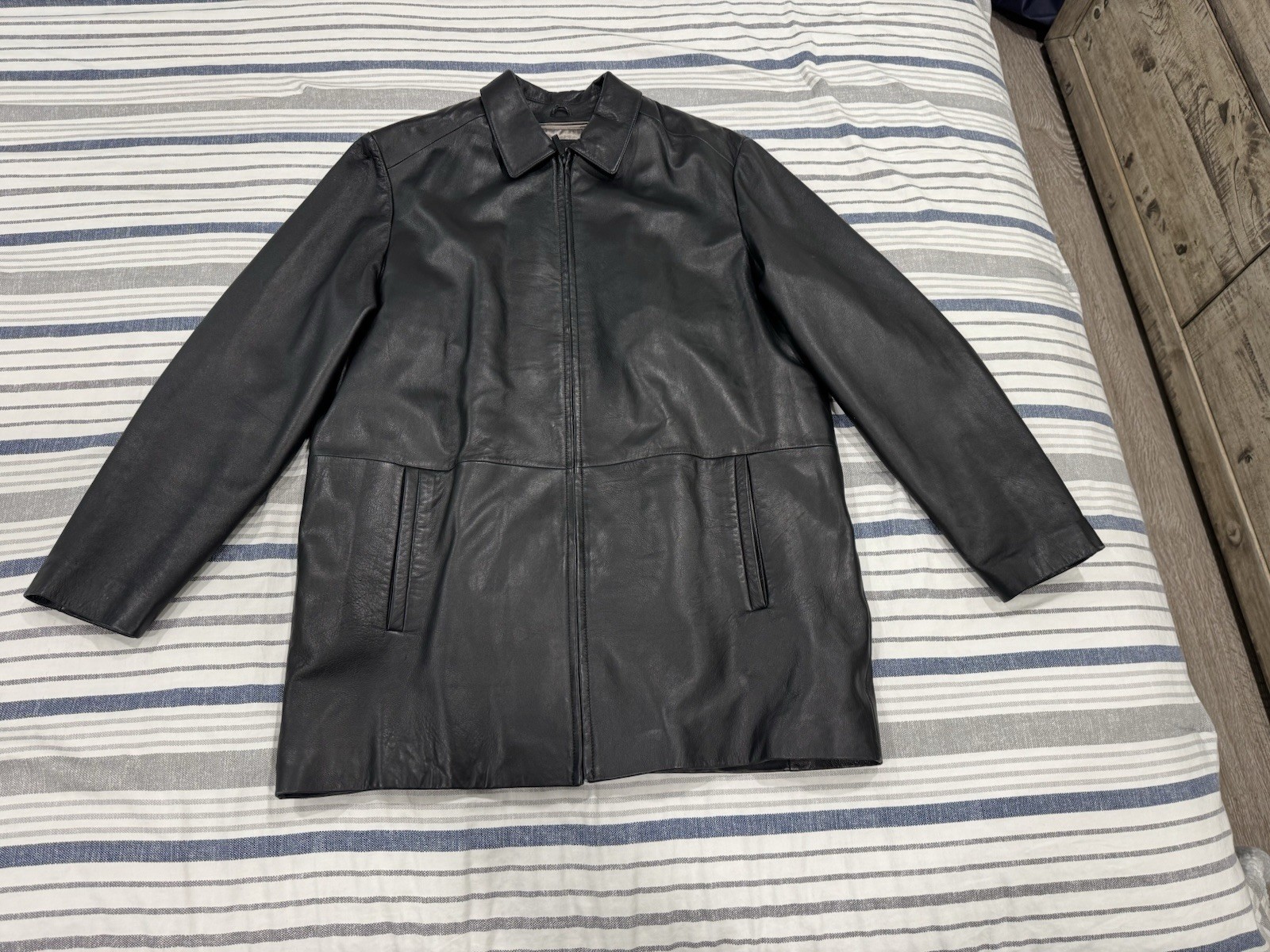 Wilsons Leather Pelle Studio Men’s Leather Car Coat Jacket Black Size Large Tall
