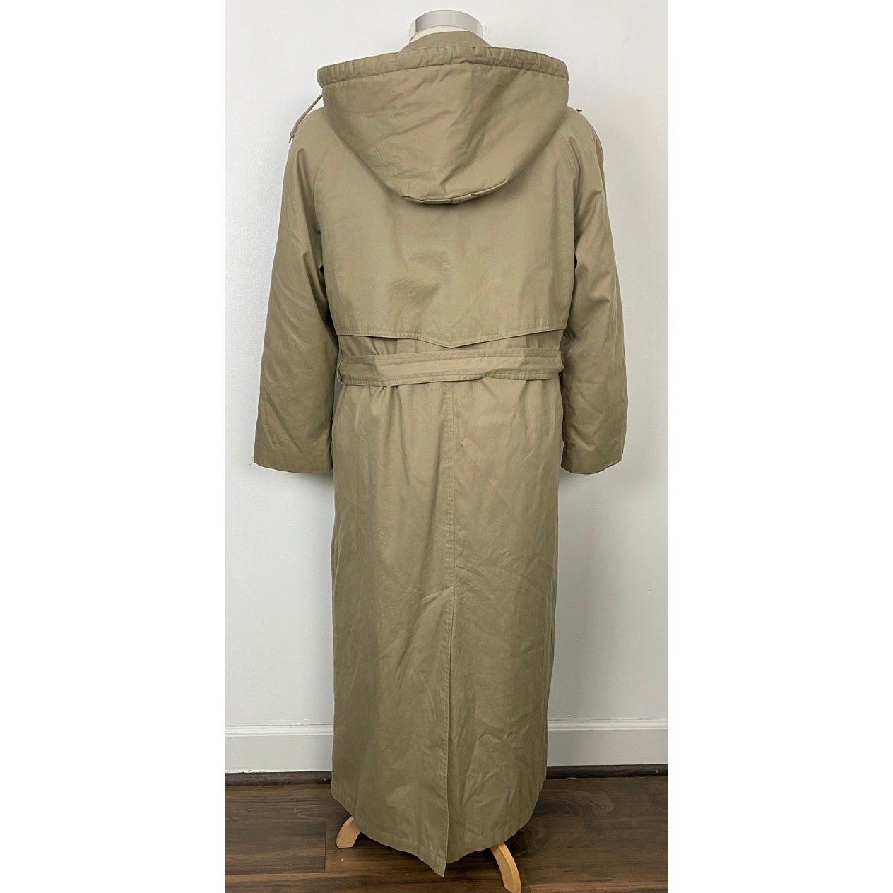 VTG Men Eddie Bauer belted wool flannel goose down lined trench coat jacket M