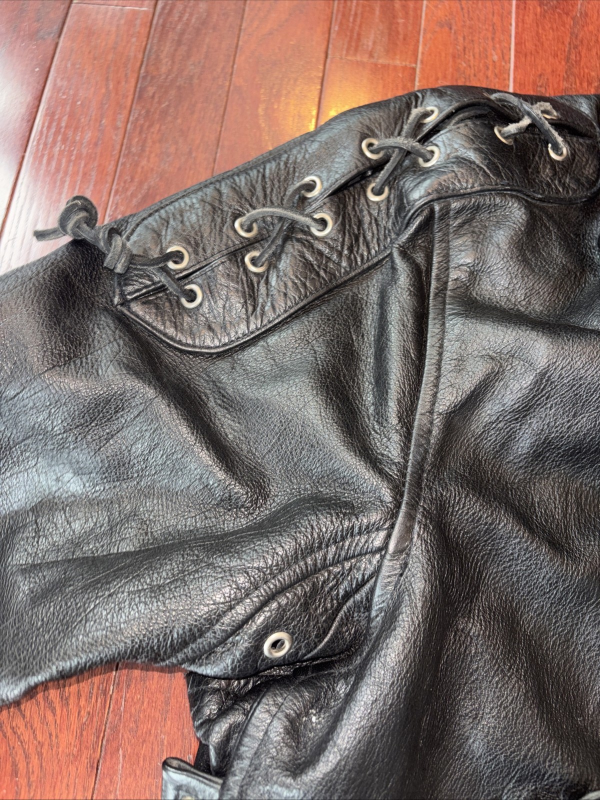 JR Jacket Mens Biker Genuine Leather Motorcycle Lace Up Zipper Details Belted 50