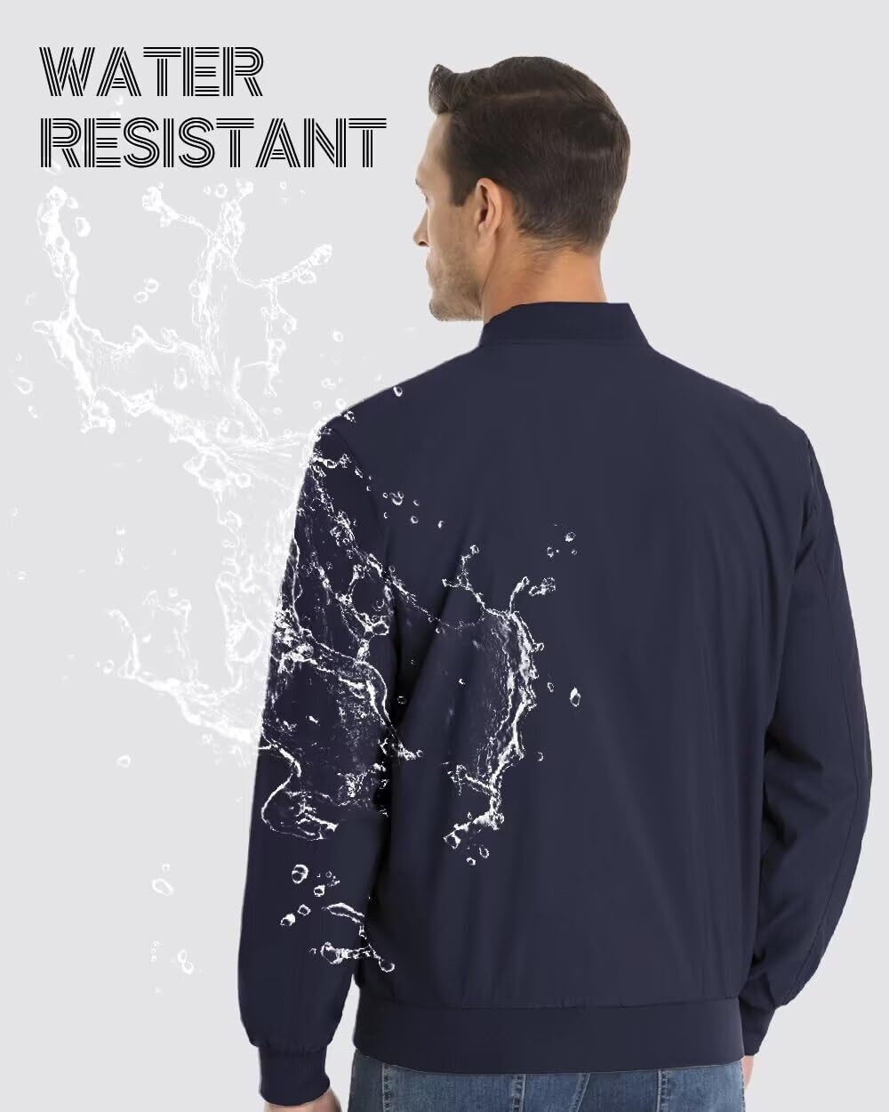 Men’s Bomber Jackets Lightweight Water Resistant Full Zipper Casual Windbreaker