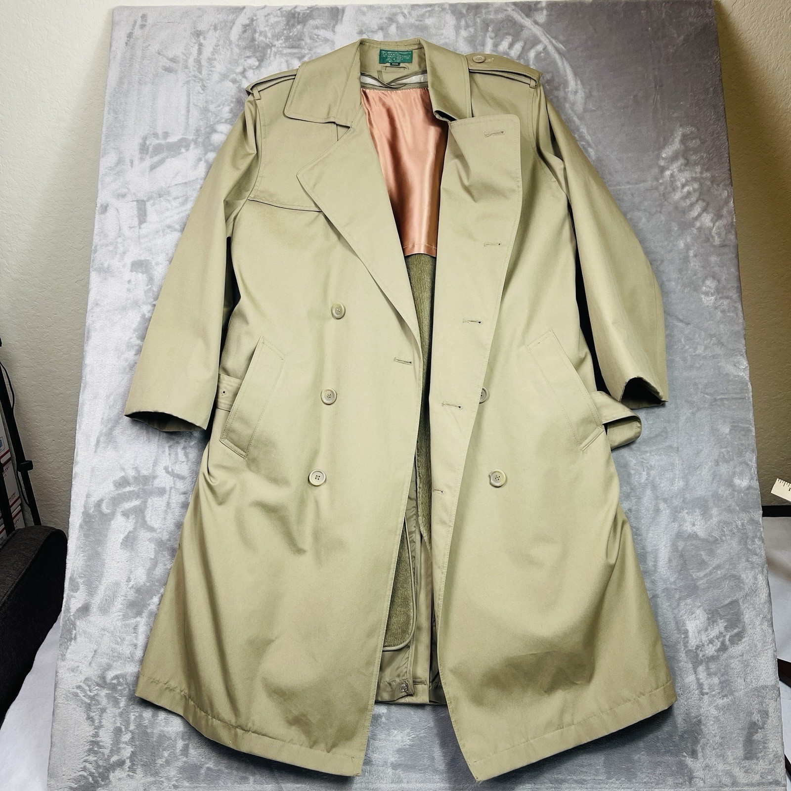 Vtg 80s Hill Archer 40R Camel Trench Coat Western Duster Removable Liner