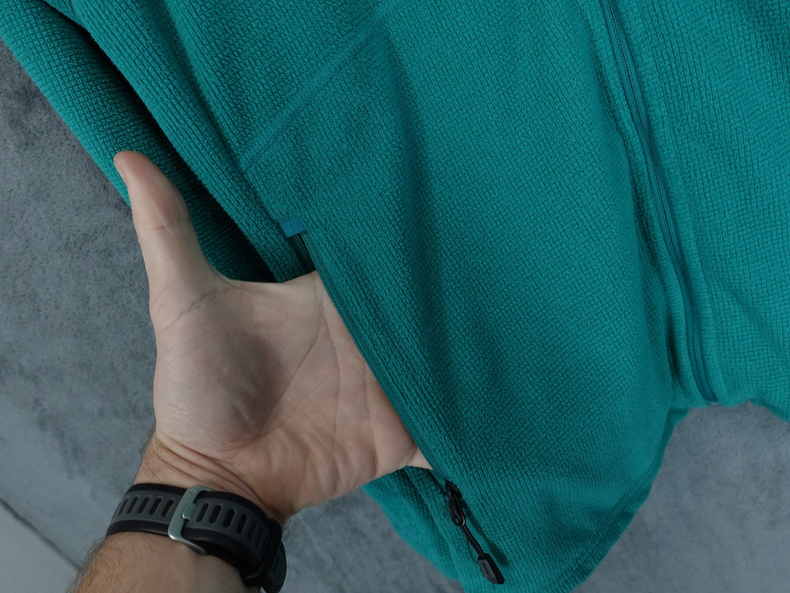 Rohan Jacket Mens Small Green Turquoise Microgrid Fleece Outdoor Walking Hiking
