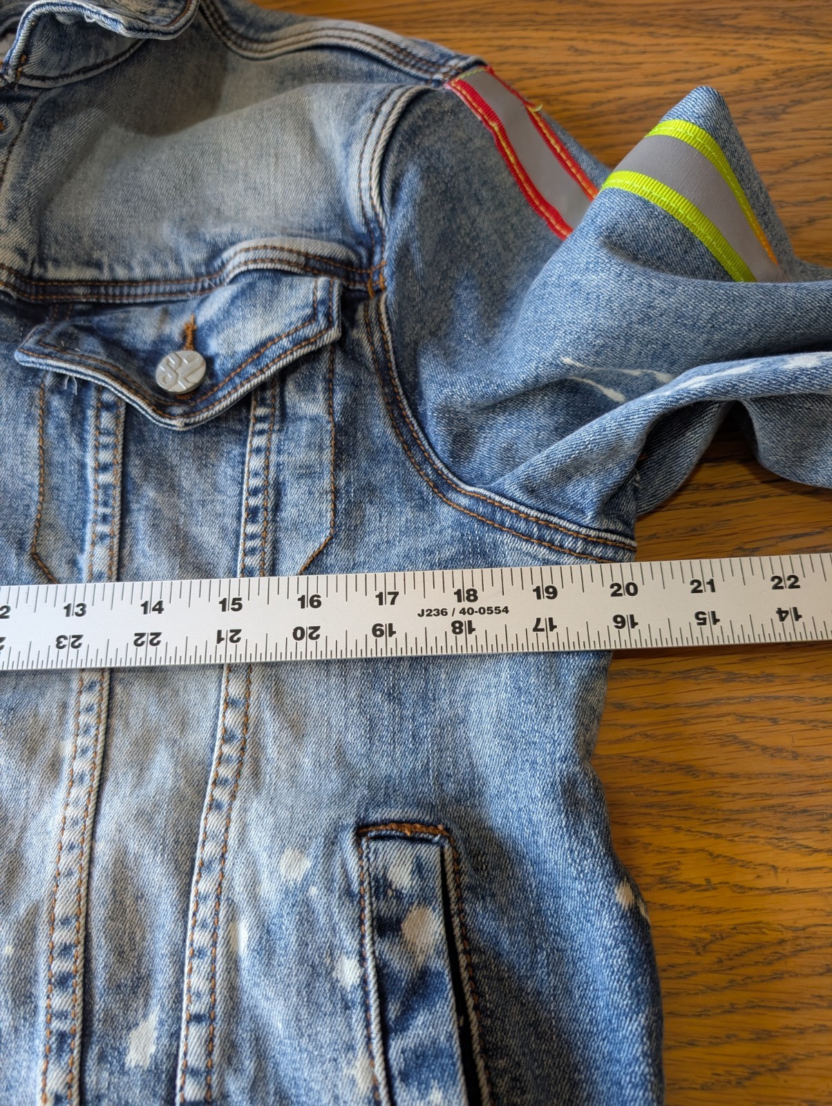 CREATE 2MRW Distressed Blue Denim Jacket Size Medium Cotton Stretch EUV
