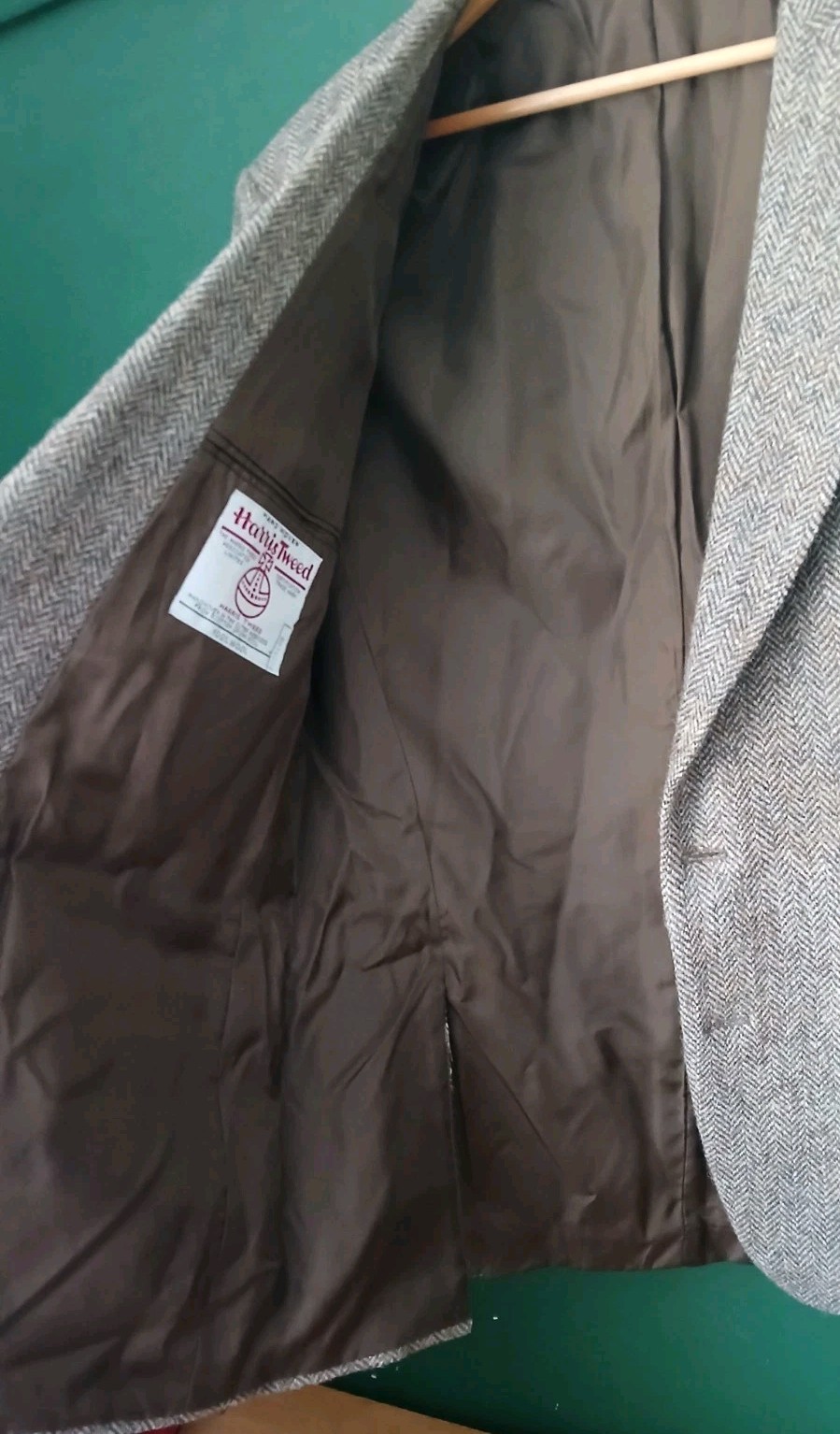 Harris Tweed Blazer Mens Large 42 Herringbone Jacket 100% Wool Grey Vintage