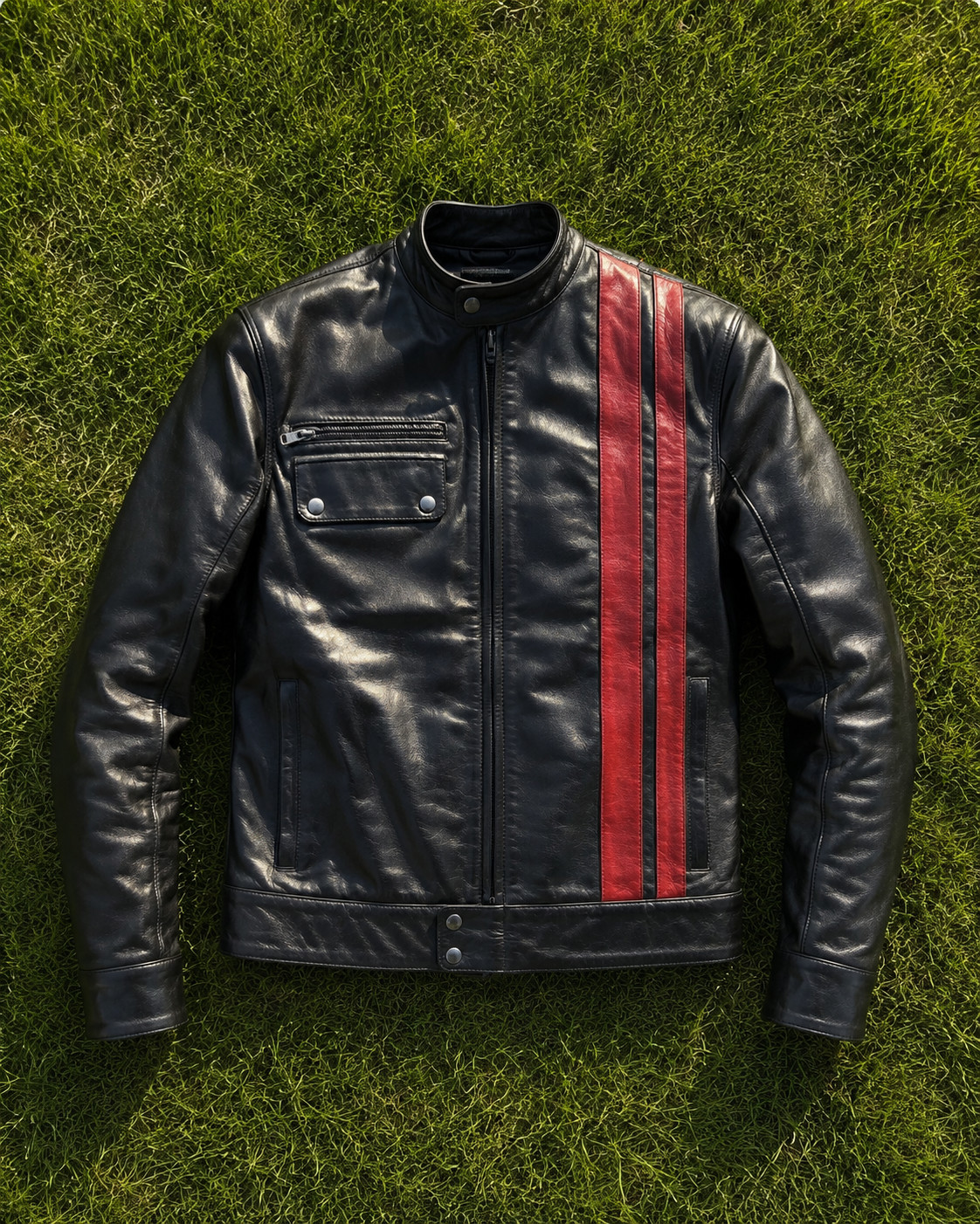 Men’s Black Real Leather Cafe Racer Jacket | Genuine Cowhide Motorcycle Jacket |