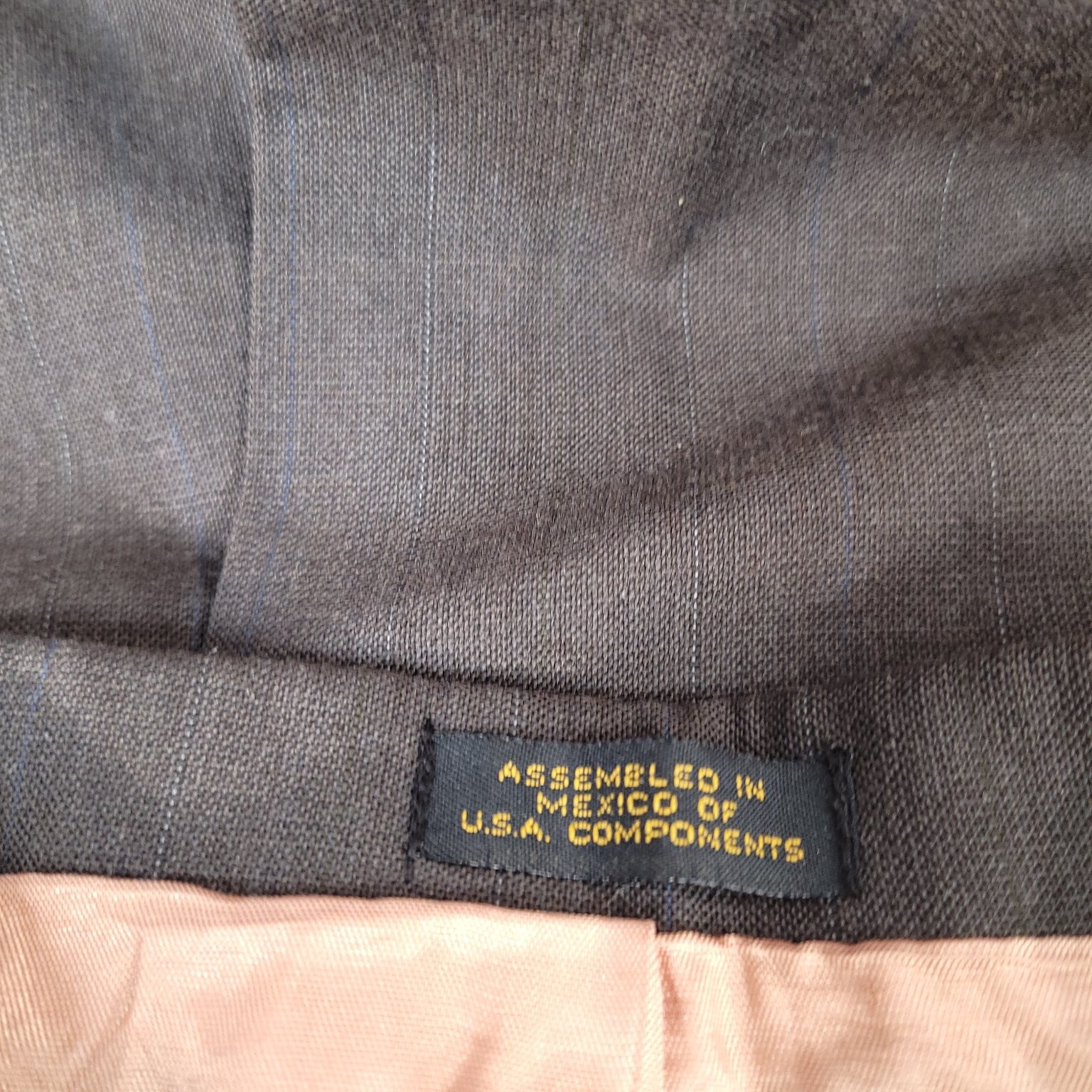 Men’s Brown Pinstripe Blazer Jacket Size 46R Dry Clean Only