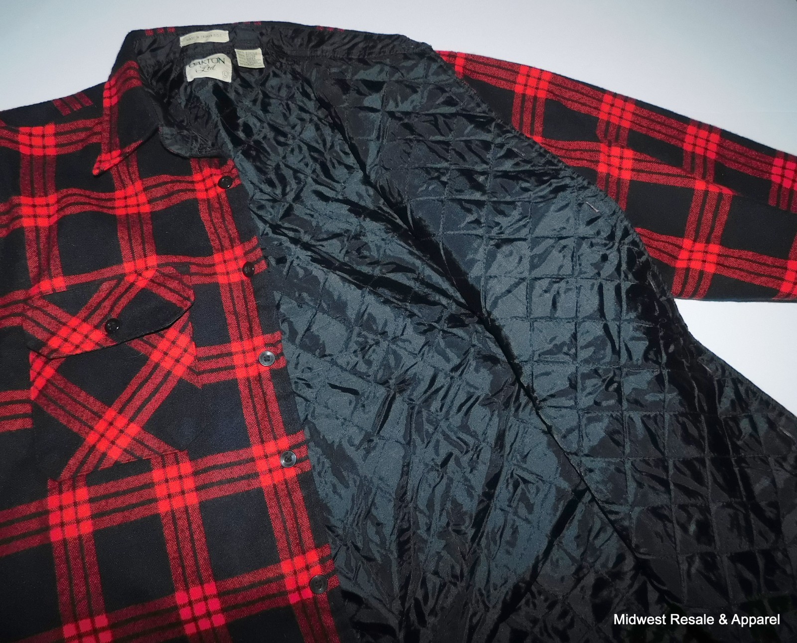 Mens Oakton Quilted Lined Flannel Shacket Red Black Buffalo Plaid Shacket Size L