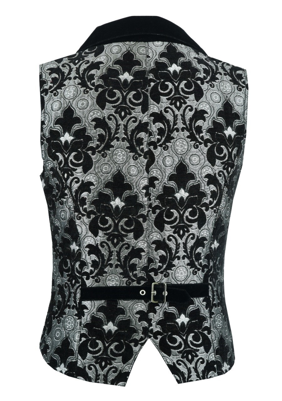 VICTORIAN GENTLEMAN’S ARISTOCRAT VEST BLACK/SILVER TAPESTRY/STYLISH CASUAL VEST