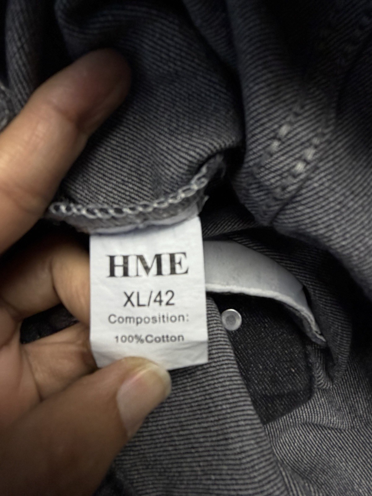 Mens HME Denim Gray Jean Jacket Faded Distressed XL