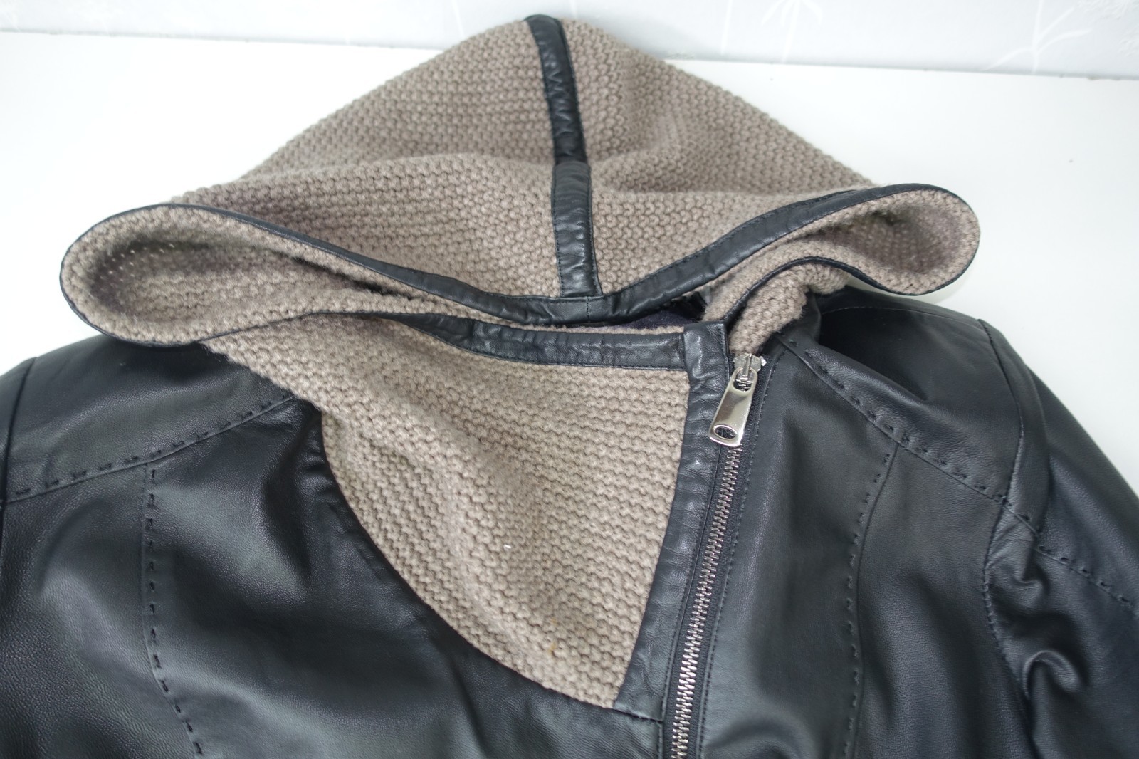 £1950 GIAN LUCA LEATHER LAMBSKIN WOVEN HOODED COAT ITALY 38 48 S ITALY