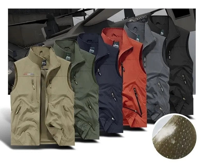 Mens Gilet Body Warmer Multi Pocket Full Zip Lightweight Vest Sleeveless M-4XL