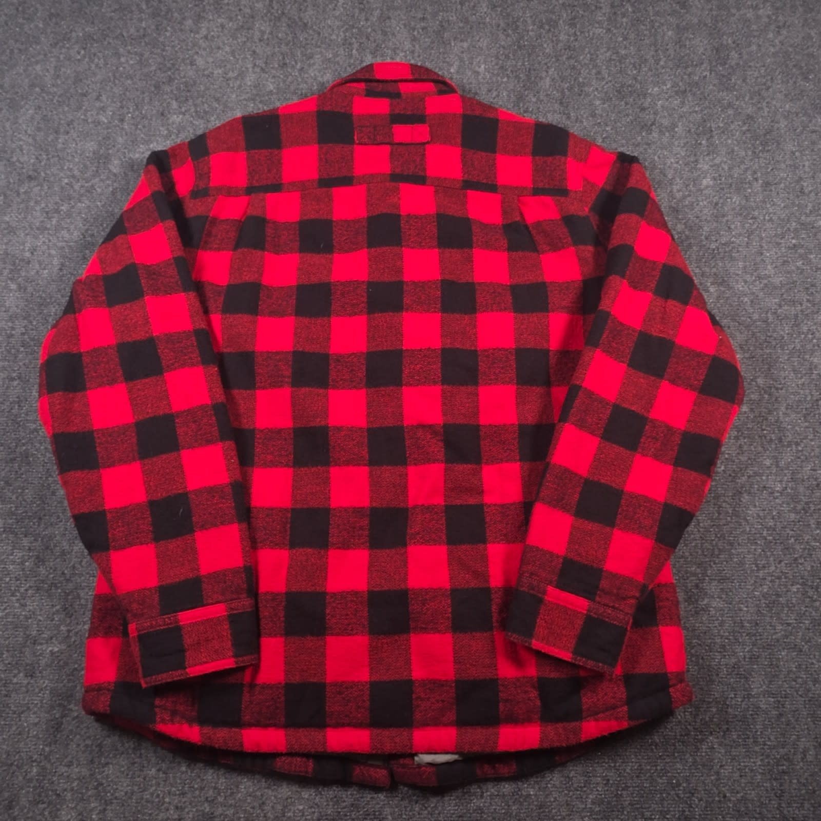 Woolrich Flannel Shirt Jacket Mens L Red Buffalo Plaid Lined Snap Shacket