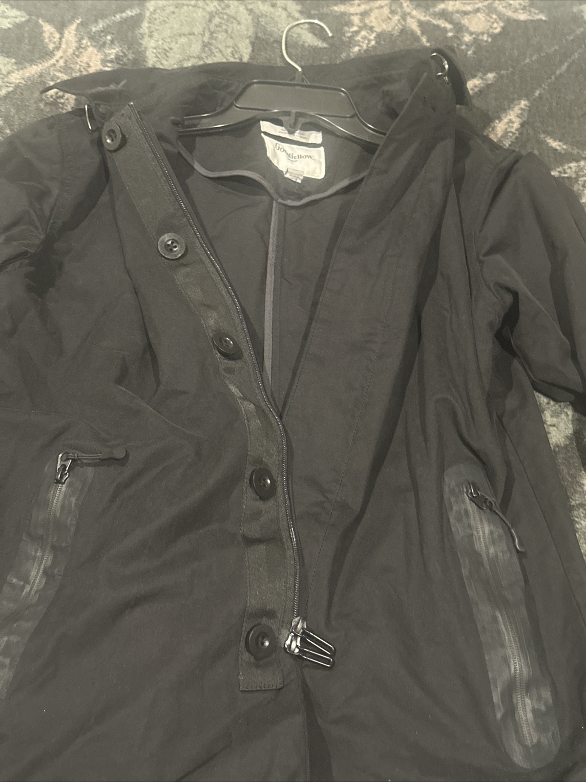 GoodFellow Men’s Blk Rain Jacket Mid Length Water Resistant Without Hood