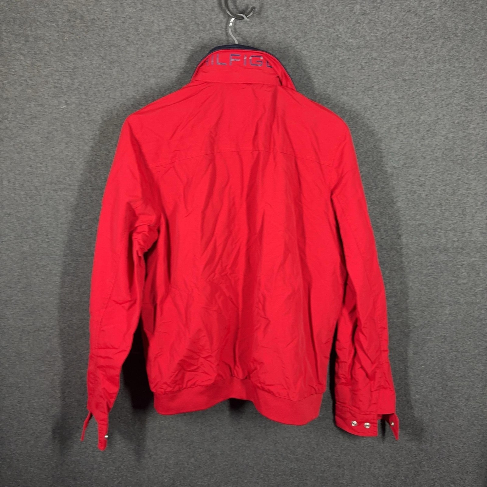 Tommy Hilfiger Jacket Mens S Red Nylon Full Zip Collared Bomber Logo Spring