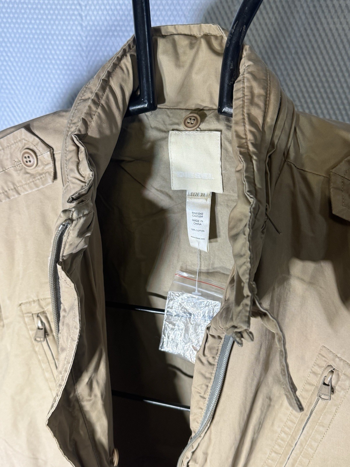 Diesel Military Field Jacket Survivor Gear Mens Sz L Khaki Coat & Vest 2 In 1