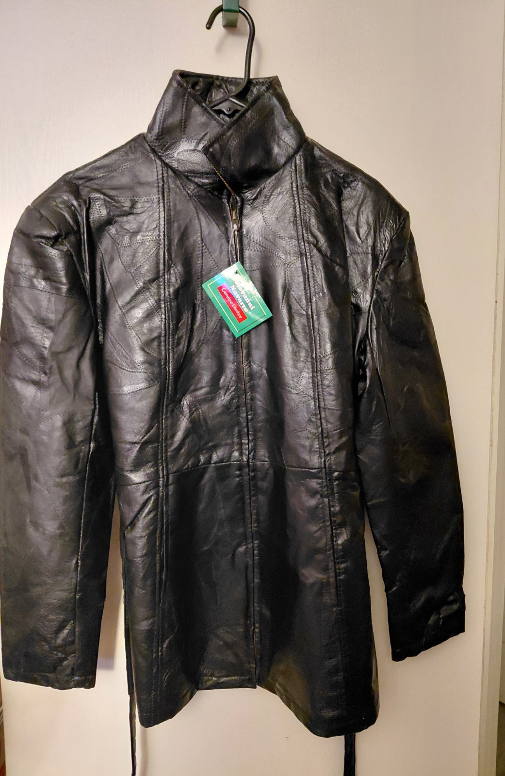 Giovanni Navarre Italian stone Genuine Lambskin Leather black jacket L