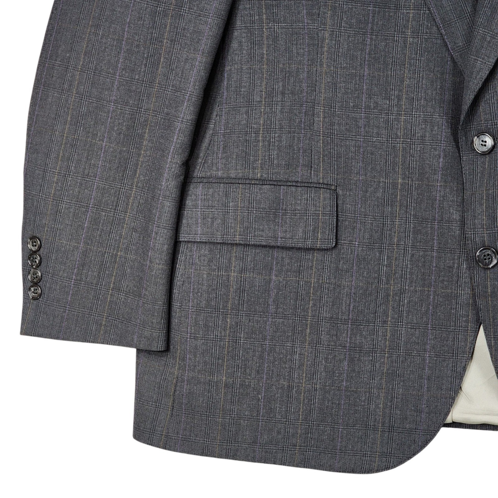 Vtg Nino Cerruti Rue Royale Blazer 46R Men Sport Coat Gray Glen Plaid USA Luxury