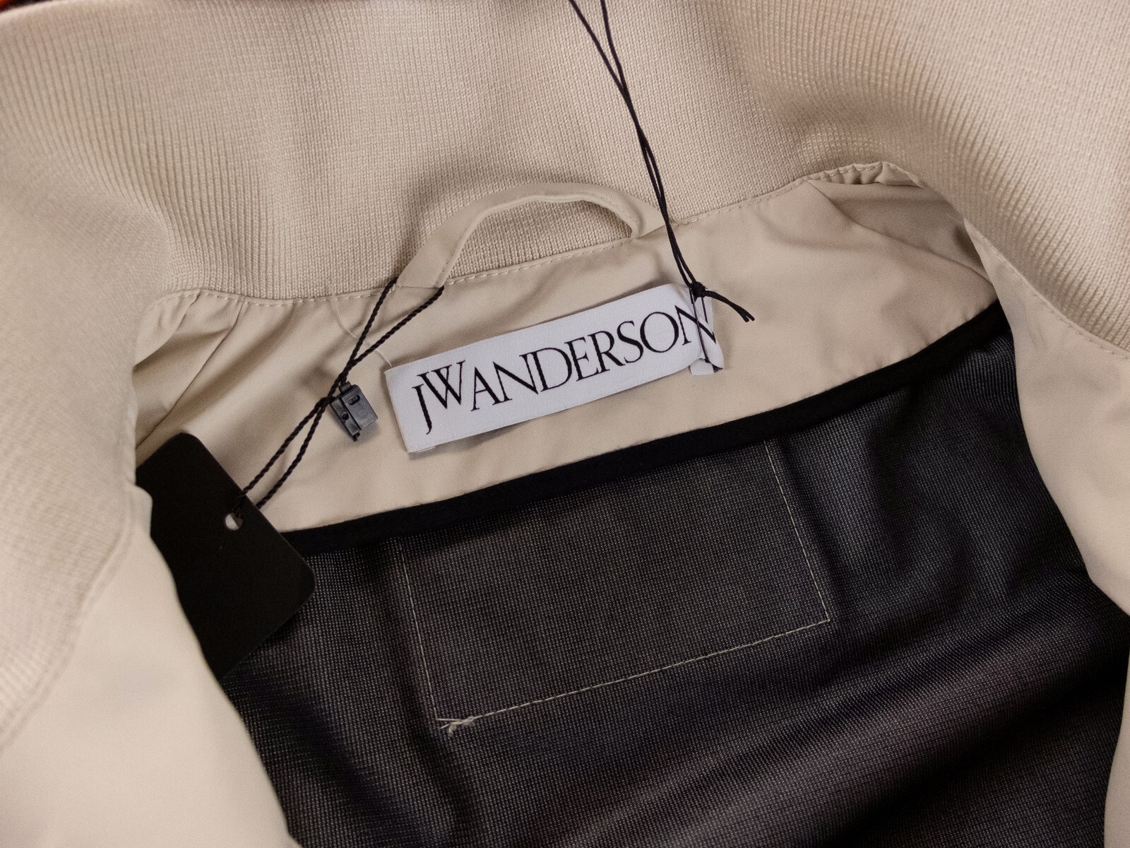 (NO CUSTOMS TAX) JW ANDERSON beige orange colorblock hooded parka jacket Medium