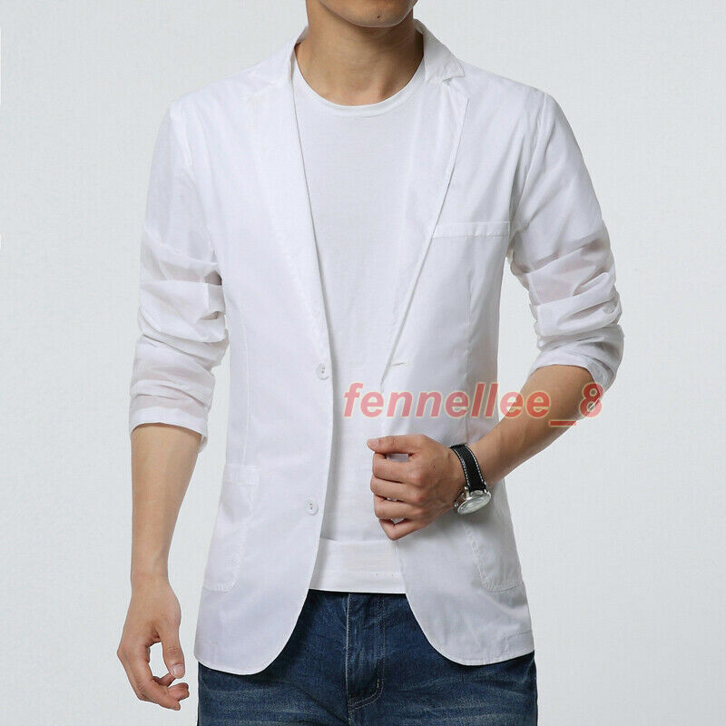 Men Notch Lapel Suit Jacket See-Through Long Sleeve Top Shirt Translucent Casual