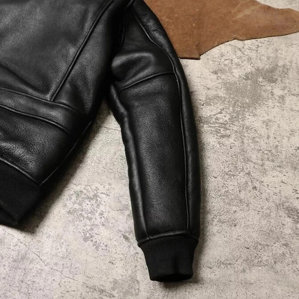 Men’s Vintage RAF B3 Aviator Shearling Genuine Sheep Leather Winter Jacket
