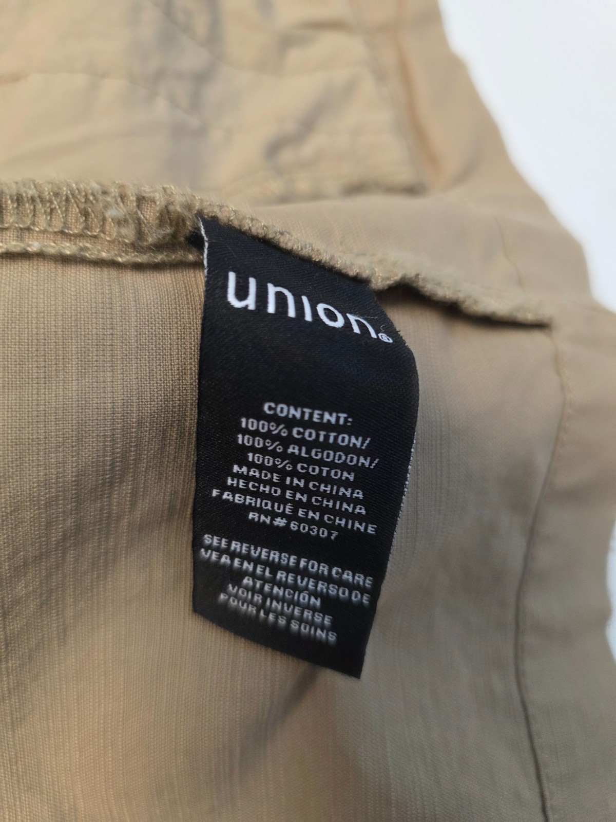 UNION SEA/WA Button Front Zip Cotton SHACKET Shirt Jacket Men’s LARGE L Beige