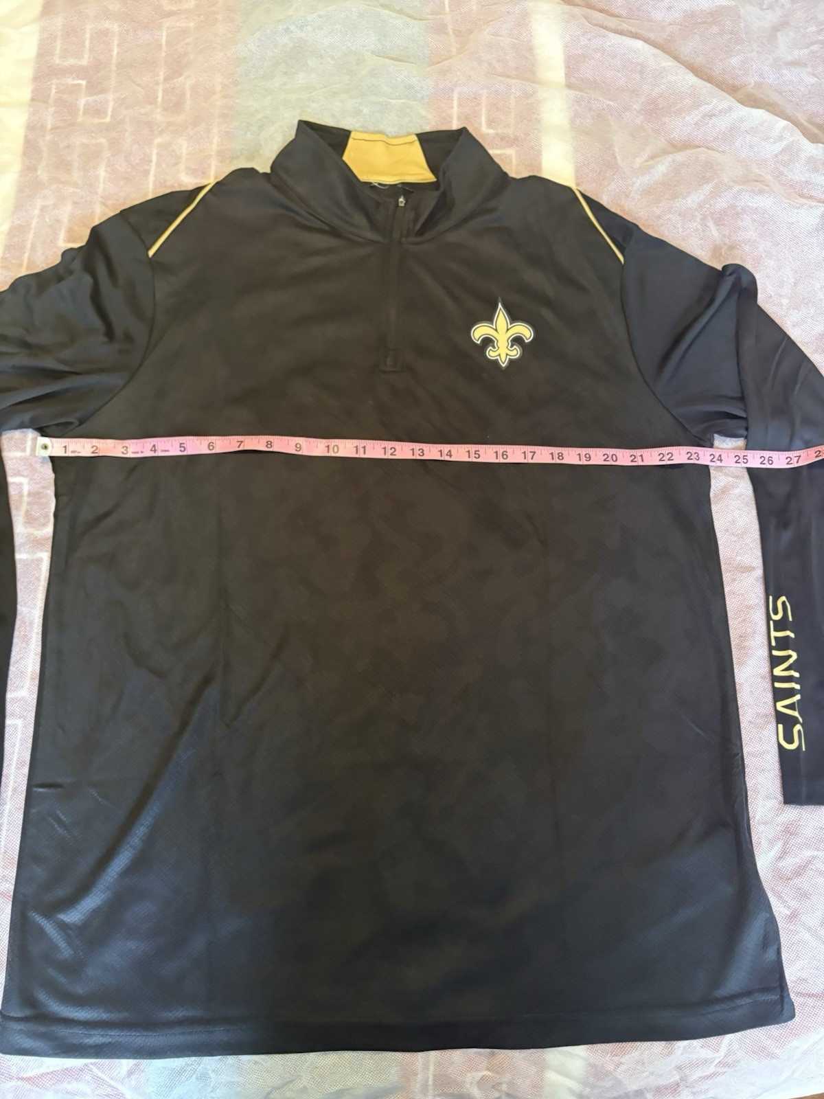 NFL Team Apparel New Orleans Saints Mens Black Lightweight 1/4 Zip Pullover XL