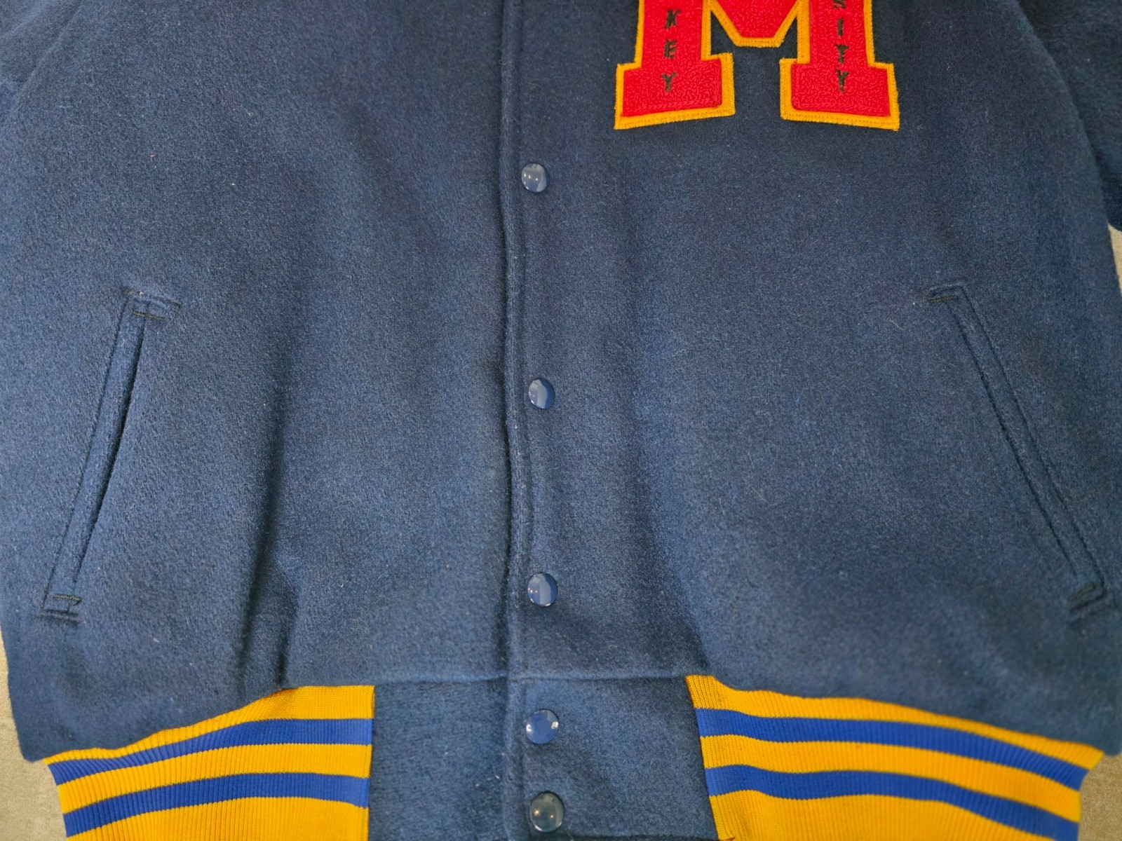 Mickey Mouse Varsity Letterman Jacket Mickeys Team Size M Embroidered Disney