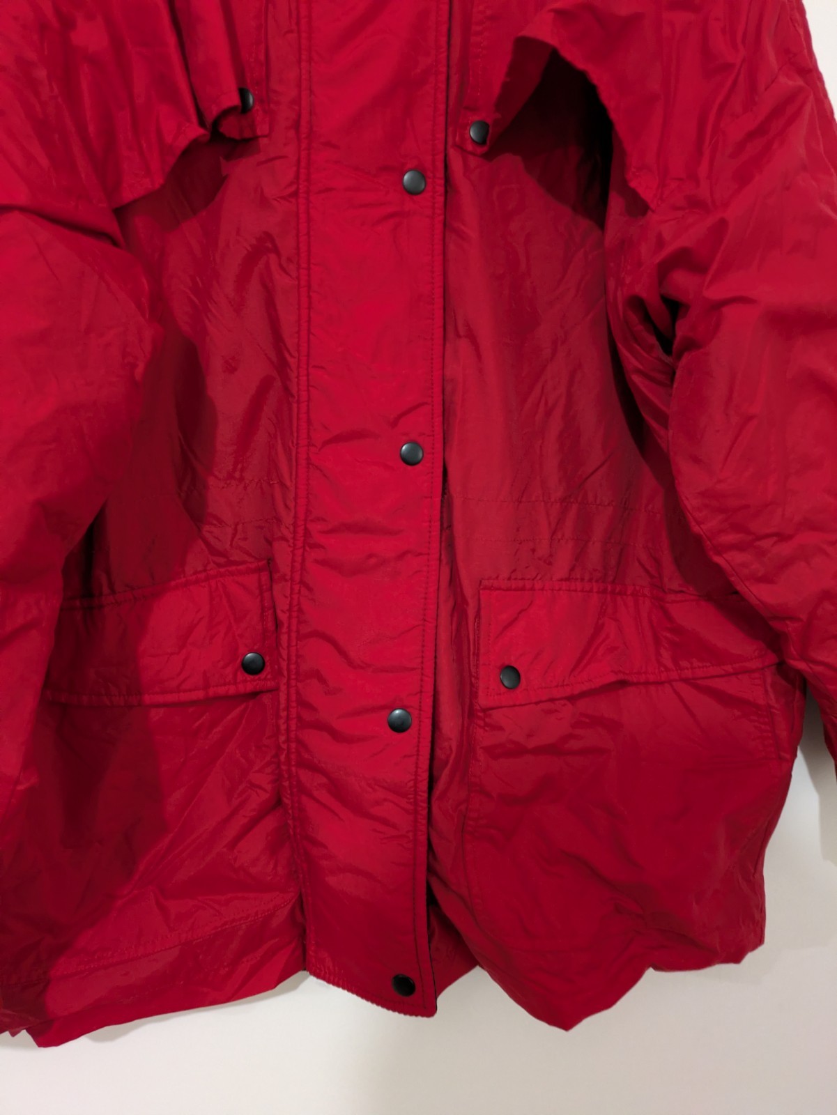 Brandon Thomas Men’s Red Insulated Overcoat Fleece Lined Stand-Up Zip XL